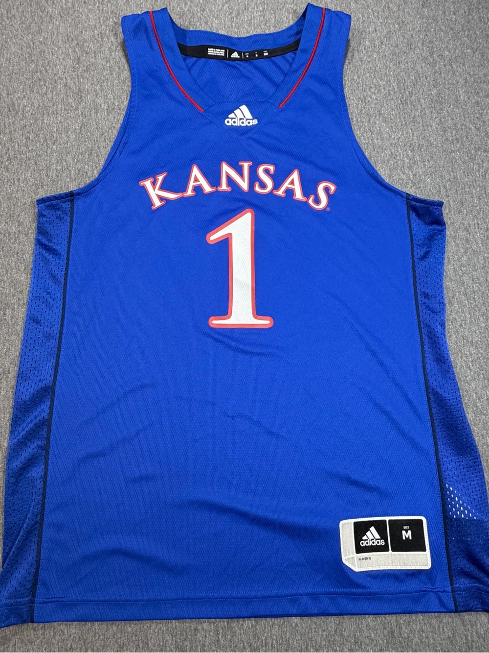 adidas Kansas Jayhawks Blue Basketball Jersey Men’s Medium #1 NCAA